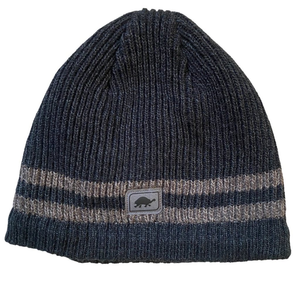 Turtle Fur Wool Blend Mr Happy Ranger Thick Knit Relaxed Fit Striped Beanie Hat